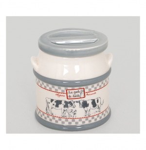 Pot de conservation avec couvercle - céramique - décoration vache