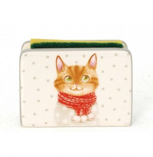 Porte-éponge - support éponge en céramique décor chats - chaton