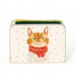Porte-éponge - support éponge en céramique décor chats - chaton