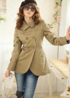 Veste col revers double boutonnage Kaki