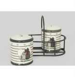 Set sel et poivre dans un panier en métal - félin