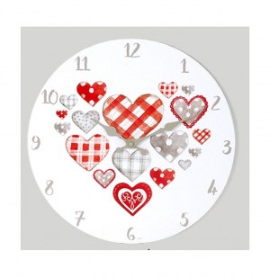 Horloge ambiance coeurs - pendule en bois - d 30 cm