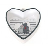 Ramequin en forme de coeur avec motifs chats - félin