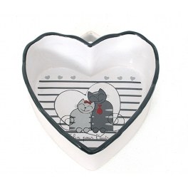 Ramequin en forme de coeur avec motifs chats - félin