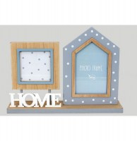 Porte photo avec inscription "home" - 2 vues - polaire