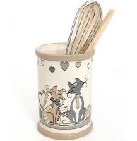 Porte ustensiles - imprimé chats - h 16 x d 11 cm