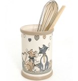 Porte ustensiles - imprimé chats - h 16 x d 11 cm