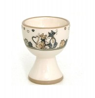 Coquetier - imprimé chats - h 7 x d 5.5 cm