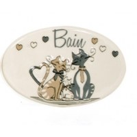 Plaque de porte à accrocher - bain - imprimés chats