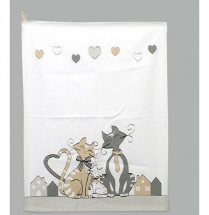 Torchon - imprimé chats - 45 x 60 cm