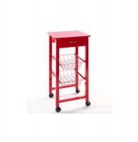 Desserte de cuisine rouge sur roulettes multidirectionnelles