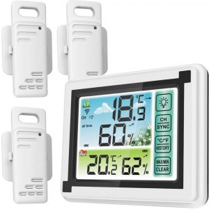 STATION MÉTÉO AVEC 3 CAPTEURS EXTÉRIEURS EN8822D
