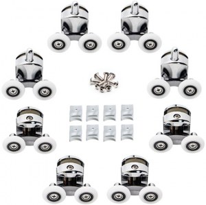 ROULEAUX POUR CABINE DE DOUCHE 8 PCS. ROUES DOUBLES CHROMÉES