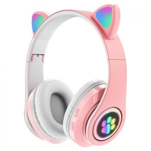 CASQUE BLUETOOTH LED RGB ENFANT OREILLES DE CHAT PV33