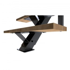 Escalier bois & métal quart tournant gauche avec rampe