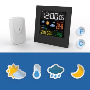 HYGROMÈTRE + CAPTEUR DE STATION MÉTÉO LED SANS FIL S672