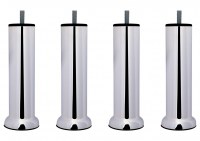 Pieds de lit Métal Chromé avec socle Ø70mm hauteur 200mm Ø51mm