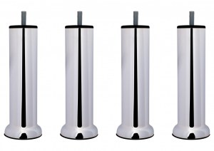 Pieds de lit Métal Chromé avec socle Ø70mm hauteur 200mm Ø51mm