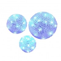 Boules de no Ğl lumineuses led - lot de 3 boules - lumière froide