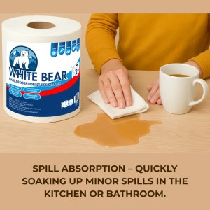 WhiteBear ET2P250 | 2-Ply Biodegradable Paper Towel Roll – 275 Sheets | €0.65/roll Whol...