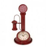 Pendule - téléphone "rusty" rouge - 18 x 33 cm