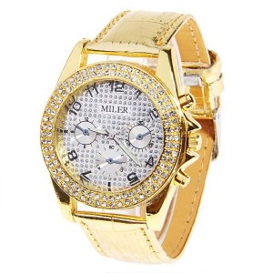 Montre miler sertie de crystaux ( rouge, or)