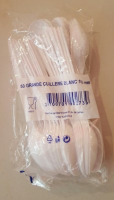 Sachet de 50 Grandes cuillères blanches jetables
