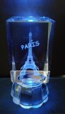 CUBE CRISTAL Led motif 3D Tour Eiffel PARIS