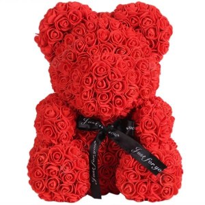 Ours Teddy Rose - Noir - Rouge - Blanc 35cm