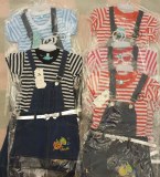 Lot Ensembles salopette jupe en jeans + T-shirt du 4 au 10 ans neuf