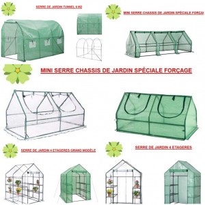 Lot de serres de jardin 5 modèles x 4 unités, soit 1 palette de 20 colis.