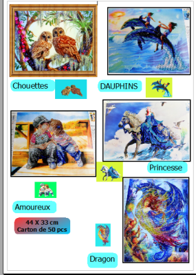 Kits TABLEAUX DIAMOND PAINTING sur TOILE ROULEE 33 X 44 CM