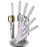 Set de 5 couteaux avec ciseaux et aiguisoir - blanc