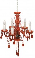 LUSTRE 5-BRANCHES BAROQUE EN VERRE ROUGE