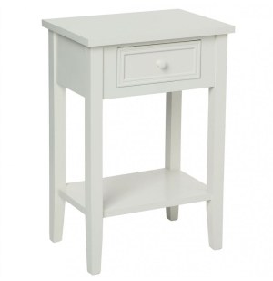 Meuble de chevet - table de nuit - blanc - 1 tiroir + 1 étagère