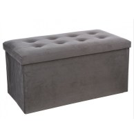 Pouf rectangle - gris - coffre de rangement