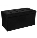 Pouf rectangle - noir - coffre de rangement