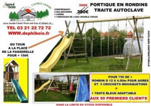 JEUX D'ENFANTS EN BOIS  AVEC TOBOGGAN 3.00m BAS PRIX