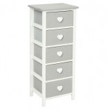 Chiffonnier - 5 tiroirs - gris - coeur léonce