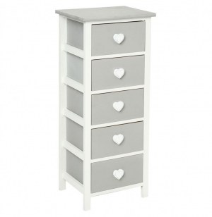 Chiffonnier - 5 tiroirs - gris - coeur léonce