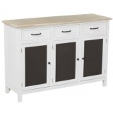 Buffet - 3 tiroirs et 3 portes - blanc et gris