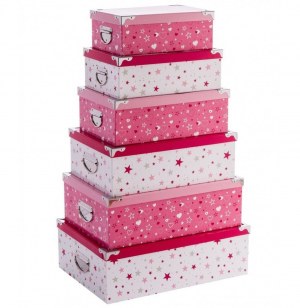 6 boîtes de rangements empilées - fuchsia