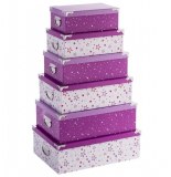6 boîtes de rangements empilées - violet