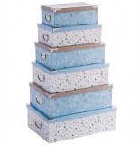 6 boîtes de rangements empilées - bleu
