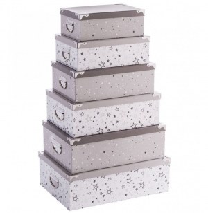 6 boîtes de rangements empilées - gris