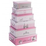 6 boîtes de rangements empilées - princesse