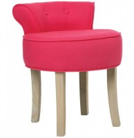 Tabouret avec mini dossier -lin et coton - rose - pouf matelassé soli