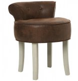 Tabouret avec mini dossier - similicuir - marron - pouf matelassé so