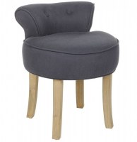 Tabouret avec mini dossier - lin et coton - gris foncé - pouf matelas