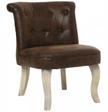 Fauteuil crapaud - similicuir - marron - pouf matelassé solide